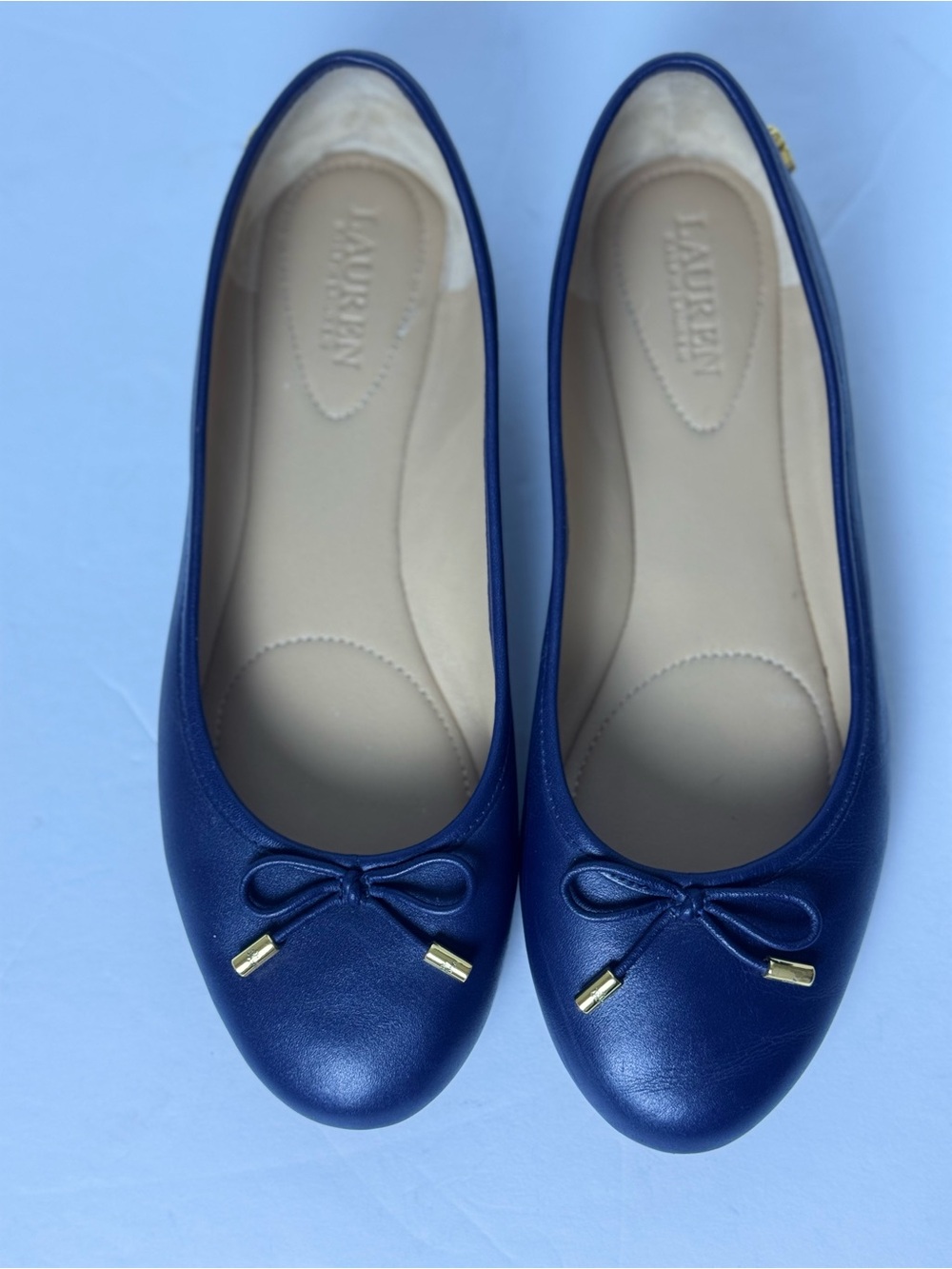 Lauren Ralph Lauren Jayna Ballet Flats Navy Blue Leather Size 6